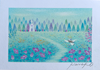 森に棲む天使(blue) 内田加奈子オリジナルパステルアート作品