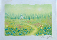 森に棲む天使(green) 内田加奈子オリジナルパステルアート作品