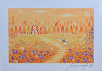 森に棲む天使(orange) 内田加奈子オリジナルパステルアート作品