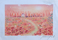 森に棲む天使(pink) 内田加奈子オリジナルパステルアート作品