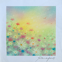 秋空とコスモス 内田加奈子オリジナルパステルアート作品