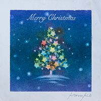 Christmas-tree (blue) 内田加奈子オリジナルパステルアート作品