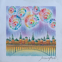セーヌ川の花火 パステル和アート