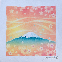 富士と桜 内田加奈子オリジナルパステルアート作品