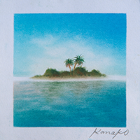 海に浮かぶアイランド 内田加奈子オリジナルパステルアート作品