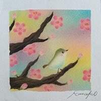 梅とうぐいす パステル和アート