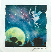 月と妖精 内田加奈子オリジナルパステルアート作品