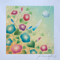 朝涼み『朝顔と風鈴』 内田加奈子オリジナルパステルアート作品