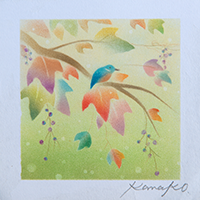 紅葉の便り 内田加奈子オリジナルパステルアート作品