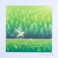 湖畔のペガサス 内田加奈子オリジナルパステルアート作品