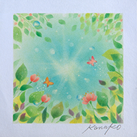 春の木漏れ日(小花) 内田加奈子オリジナルパステルアート作品