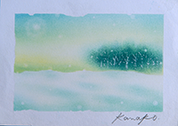 冬景色の森(green) 内田加奈子オリジナルパステルアート作品