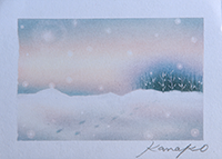 冬景色の森(pink) 内田加奈子オリジナルパステルアート作品